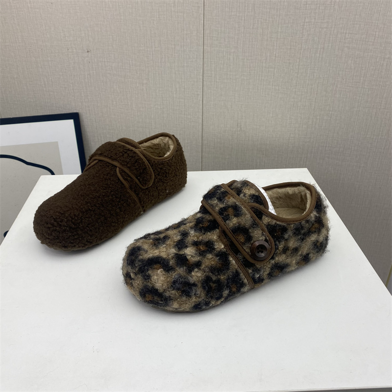 断码女款豹纹内增高保暖勃肯棉鞋