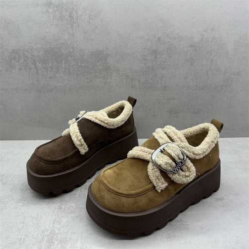 断码处理厚底加绒保暖毛毛棉鞋妇