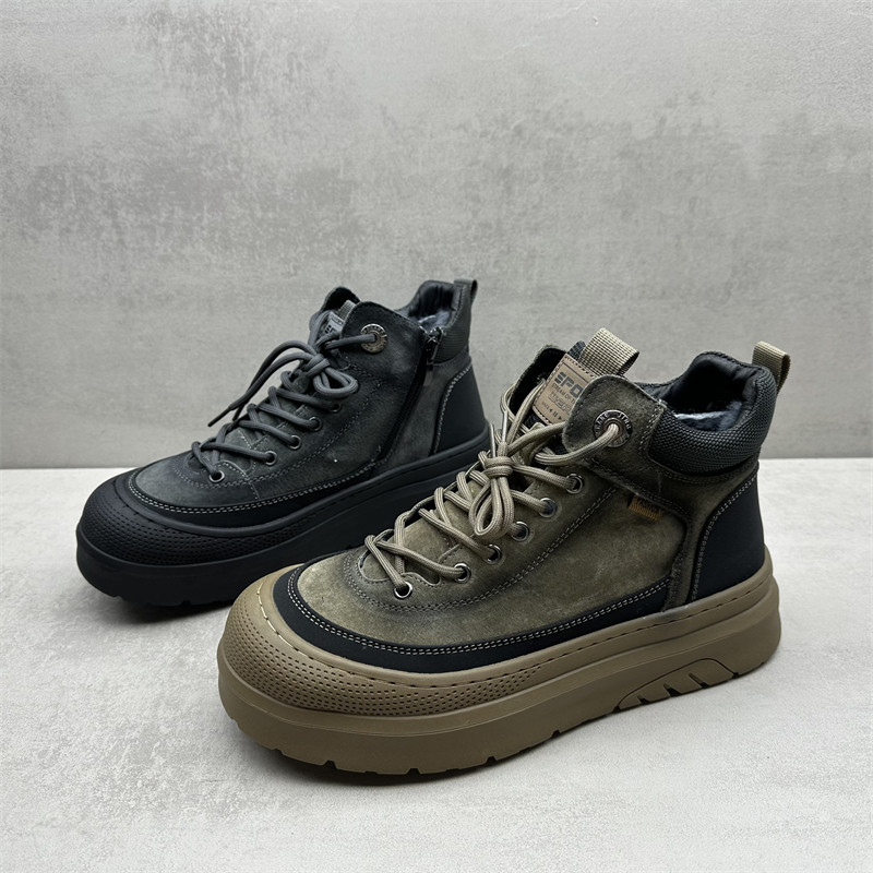 断码处理2025秋冬新款真皮男靴牛皮拉链圆头厚底保暖休闲马丁靴男