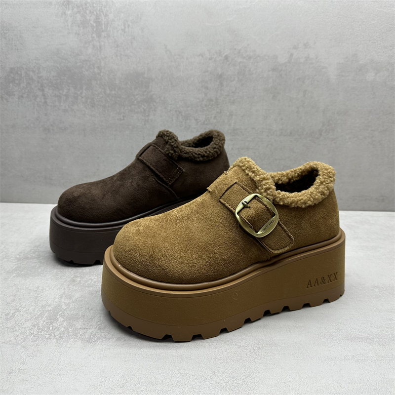 断码女款加绒增高厚底懒人勃肯鞋