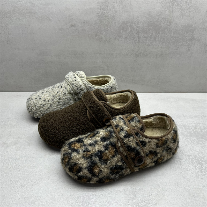 2025冬新款加绒保暖毛呢勃肯棉鞋