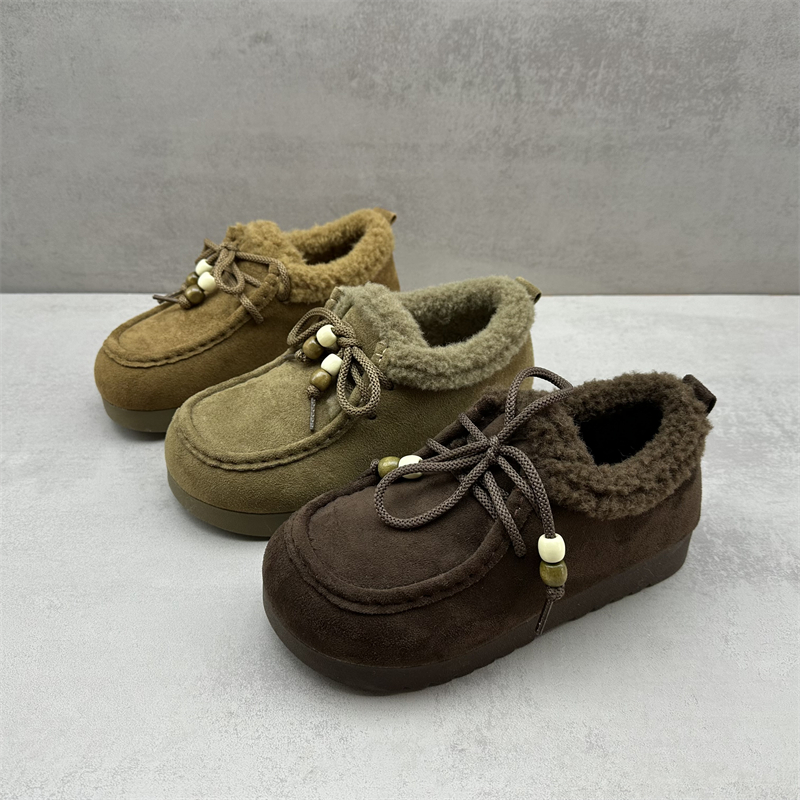 复古百搭加绒舒适系带平底勃肯鞋