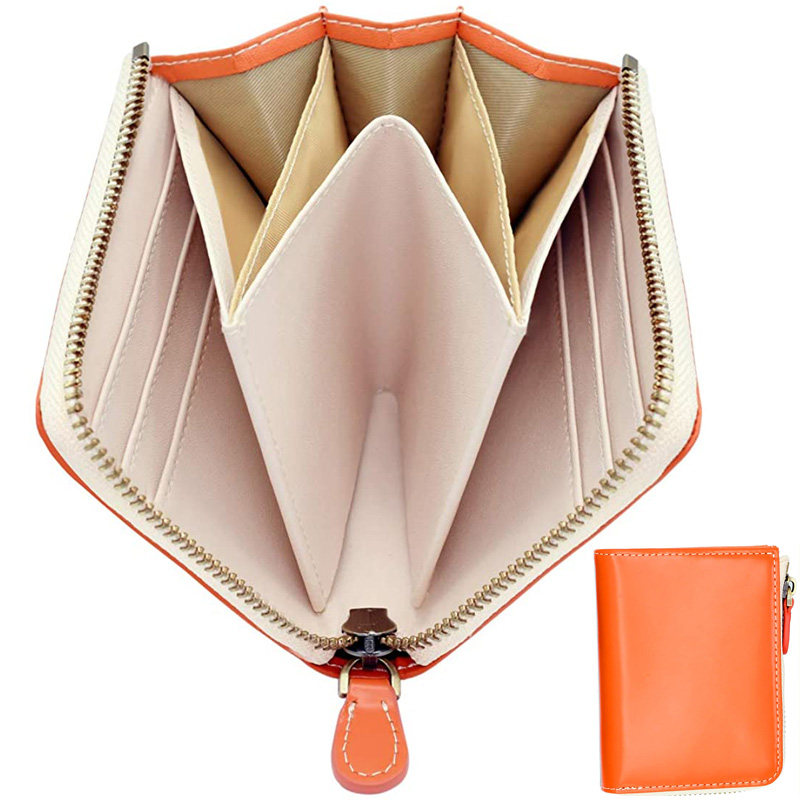 日本原单 新款女式油蜡牛皮短款拉链钱包 学生真皮男士简约零钱包