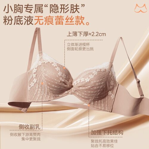 【所有女生的衣橱直播间】多情猫粉底液蕾丝内衣女小胸聚拢文胸罩