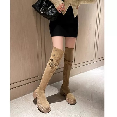 现货现发~小个子增高厚底两穿过膝长筒靴女冬厚底美拉德骑士靴女