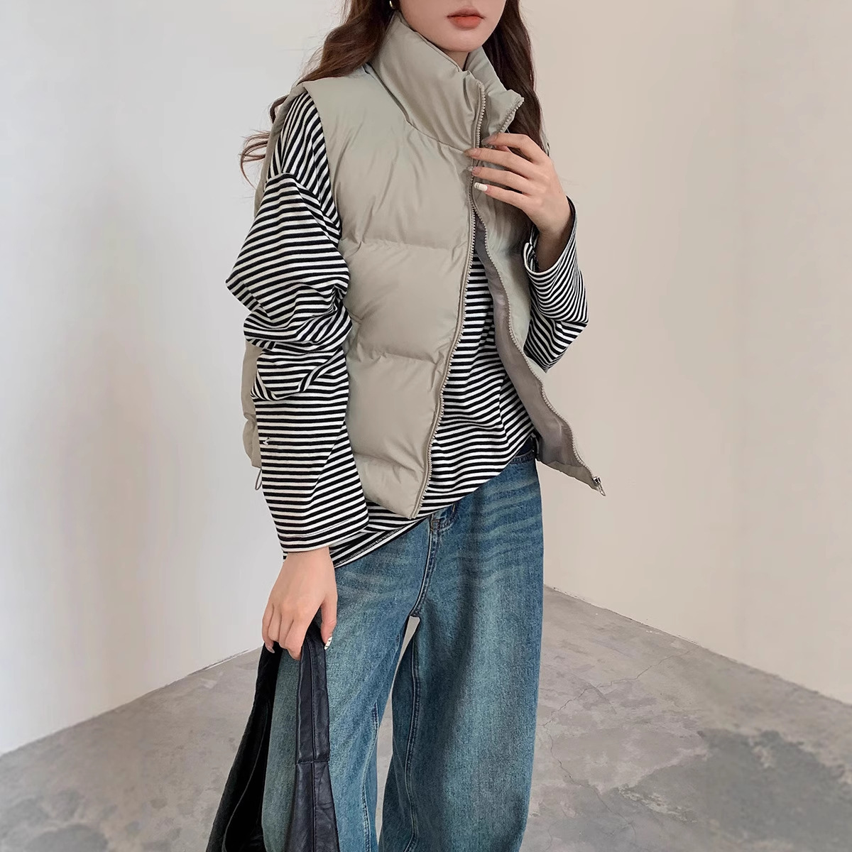 2025冬季新款羽绒棉服马甲女韩版女装棉坎肩纯色马夹背心夹克外套