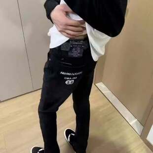 高端黑色潮牌牛仔裤男2026春夏高街欧货修身直筒小脚百搭休闲长裤
