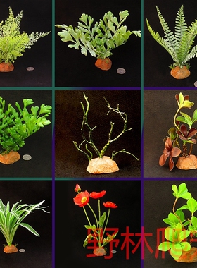 宠物蜥蜴仿真植物装饰摆件生态绿植爬虫饲养箱陆龟守宫爬宠箱造景