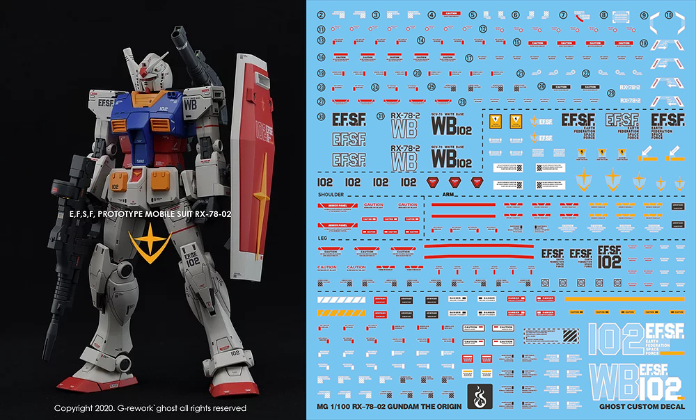 特价 炎水贴 GHOST版 MG RX78-2 GTO78 高达 水贴纸 高精度 荧光