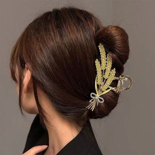 黄金麦穗抓夹女优雅气质发夹2022年新款高级感后脑勺鲨鱼夹子头饰