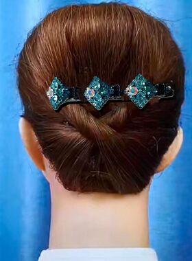 新款双层编发刘海捷克钻爆款边夹方块菱形碎发整理神器垫发发夹