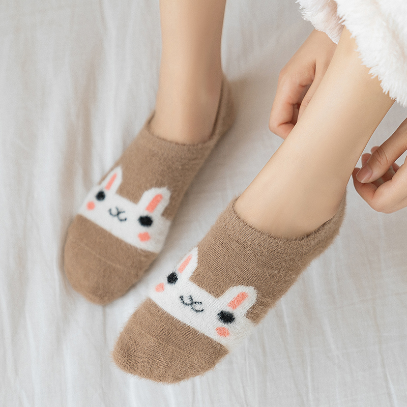 冬季水貂绒卡通动漫居家地板船袜