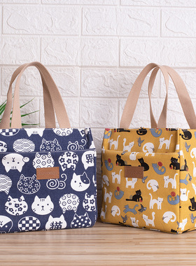 上班带饭的饭盒袋铝箔加厚午餐包日式手提包帆布手拎保温袋便当包