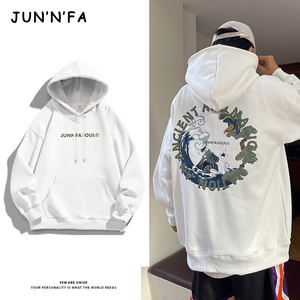 男士秋冬季连帽衣服山海经印花个性潮流加绒加厚男生卫衣冬长袖