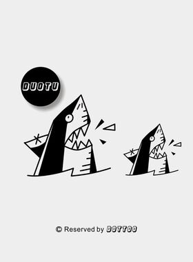 哆图原创防水纹身贴纸情侣鲨鱼创意礼品 霸气个性TATOO刺青纹身贴