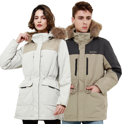 Beaume中长款羽绒服男女款大毛领