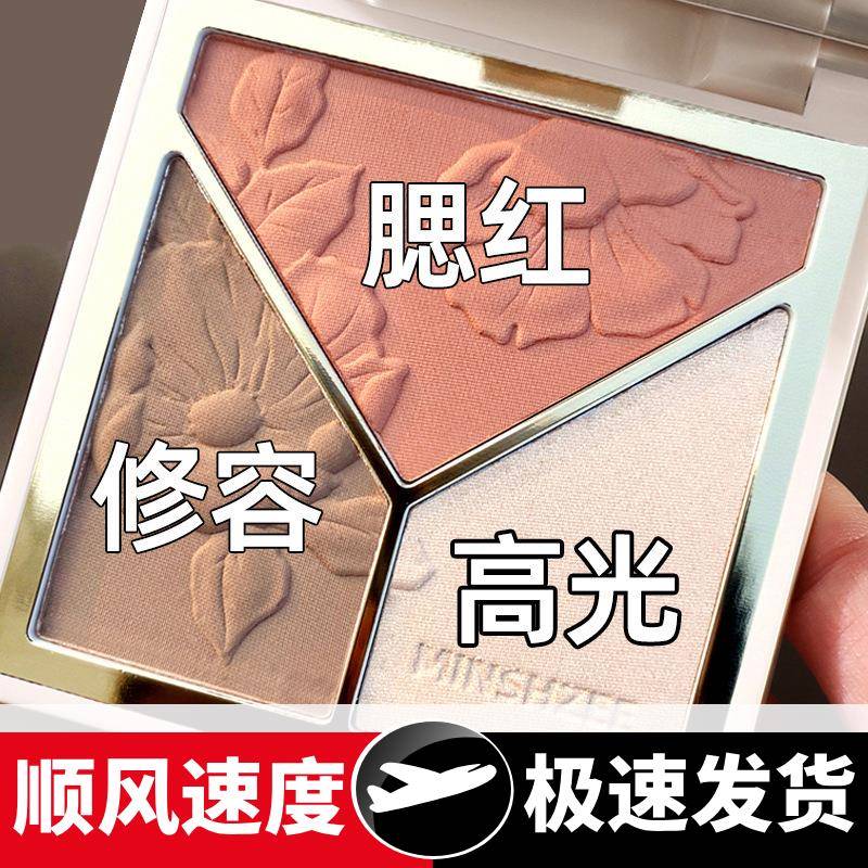 高光提亮修容盘闪粉哑光阴影腮红高光遮瑕修容一体盘盤跨境