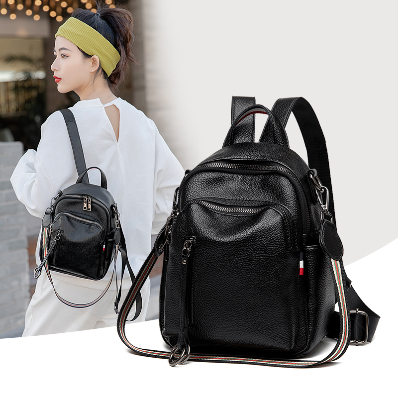 双肩包女2025款潮时尚百搭牛皮真皮软皮包女士小背包迷你休闲夏