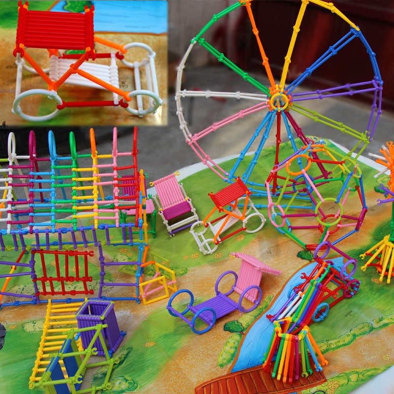 儿童聪明积木棒塑料拼插拼装益智玩具幼儿园拼搭拼接玩具包邮