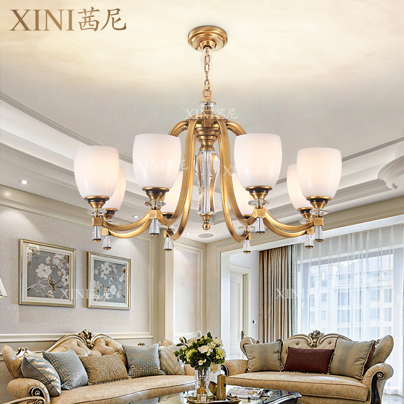 美式轻奢吊灯法式简约全铜客厅吊灯大气餐厅吊灯简欧家用卧室灯饰