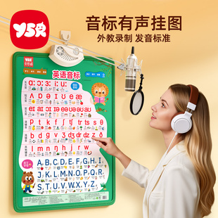 英语音标发音有声挂图自然拼读26个英文字母表48个国际英文一年级