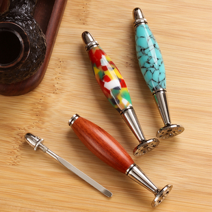 高档8deco花梨木亚克力烟斗压棒通针二合一系列镂花防熄火压棒