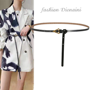 细腰带女装饰配裙子西装外套连衣裙配饰加长款百搭软真皮腰饰皮带