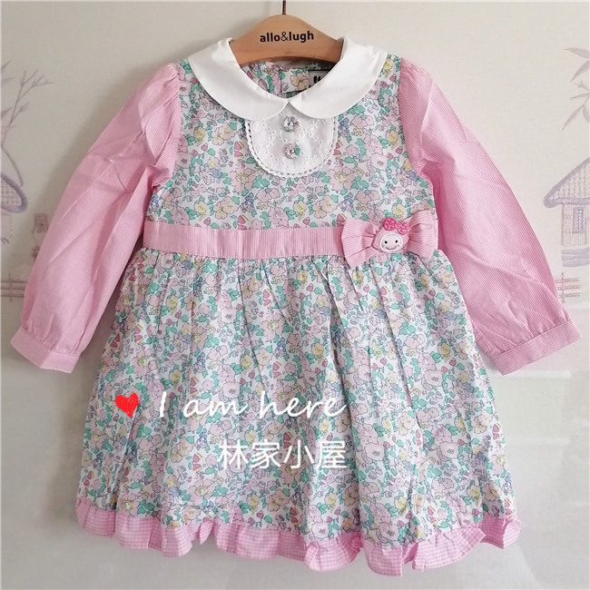 韩版阿路和如allo lugh儿童装春秋女童宝宝碎花长袖公主连衣裙子