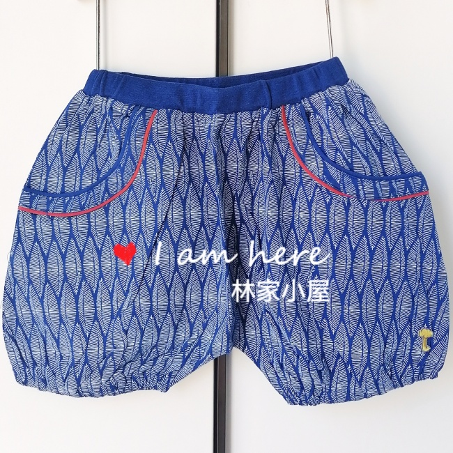 云朵小雨伞蓝色满印短裤夏款