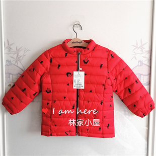 韩版正品allo lugh儿童装男女童宝秋冬款橙色夹薄棉棉衣棉服外套
