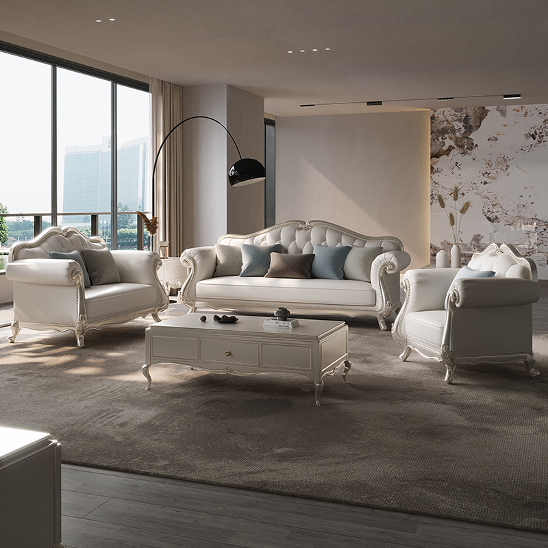 美式轻奢真皮沙发头层牛皮