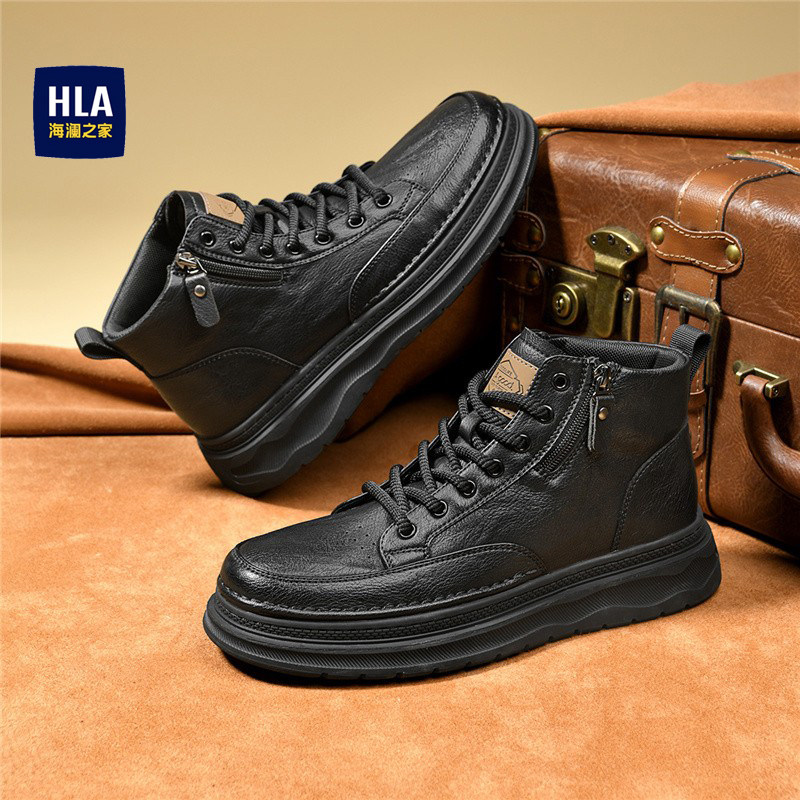海澜之家男鞋2026新款厚底马丁靴男款踢不烂大黄靴低帮增高板鞋秋