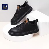 休闲皮鞋 透气爸爸鞋 男款 海澜之家男鞋 百搭板鞋 黑色运动鞋 加绒冬季