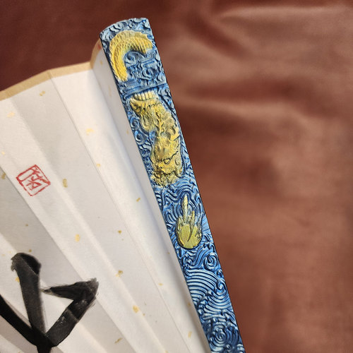 碳纤维钛合金折扇暗器雕防身带刀