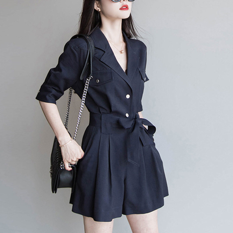 妖猪 时尚新款职业装气质女S范设计感连体裤裤裙女夏