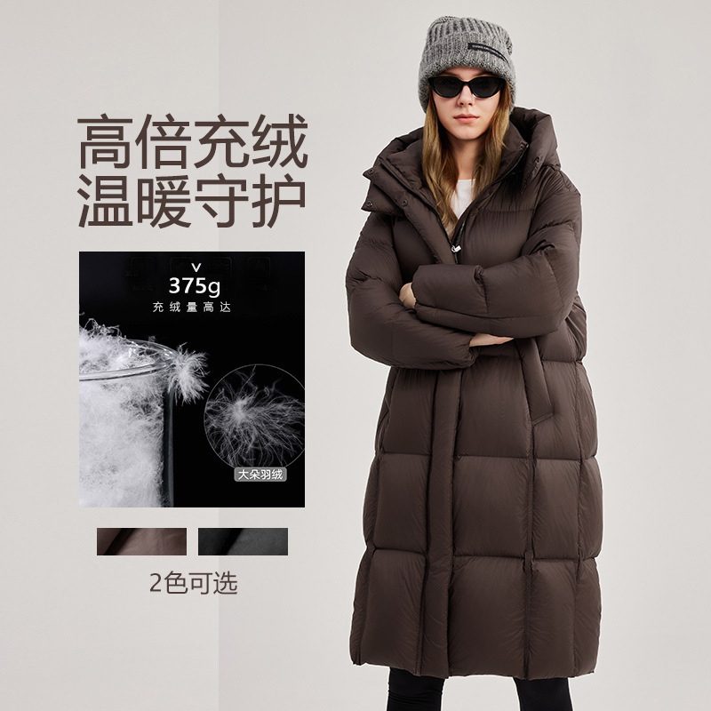 妖猪375g重磅高克重新款羽绒服女25冬季长款连帽加厚过膝保暖泡芙