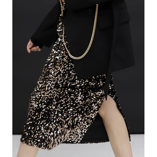 妖猪 吸睛利器 丝绒亮片氛围感日常h丽BlingBling半裙 女