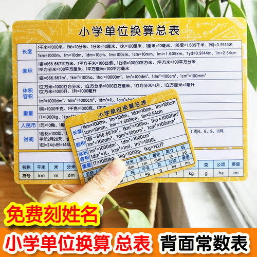 小学单位换算表大全分米长度面积