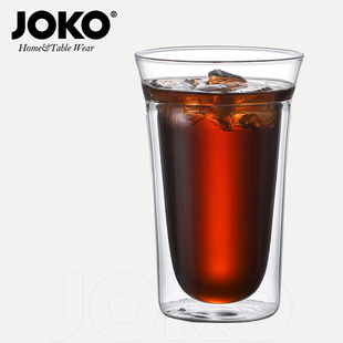 JOKO正品单口双层隔热玻璃杯泡绿茶杯耐热无铅高硼硅玻璃咖啡杯