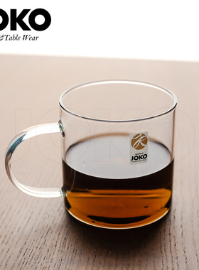 JOKO无铅大容量耐热高硼硅玻璃杯泡茶杯透明杯把手绿茶杯水杯简约