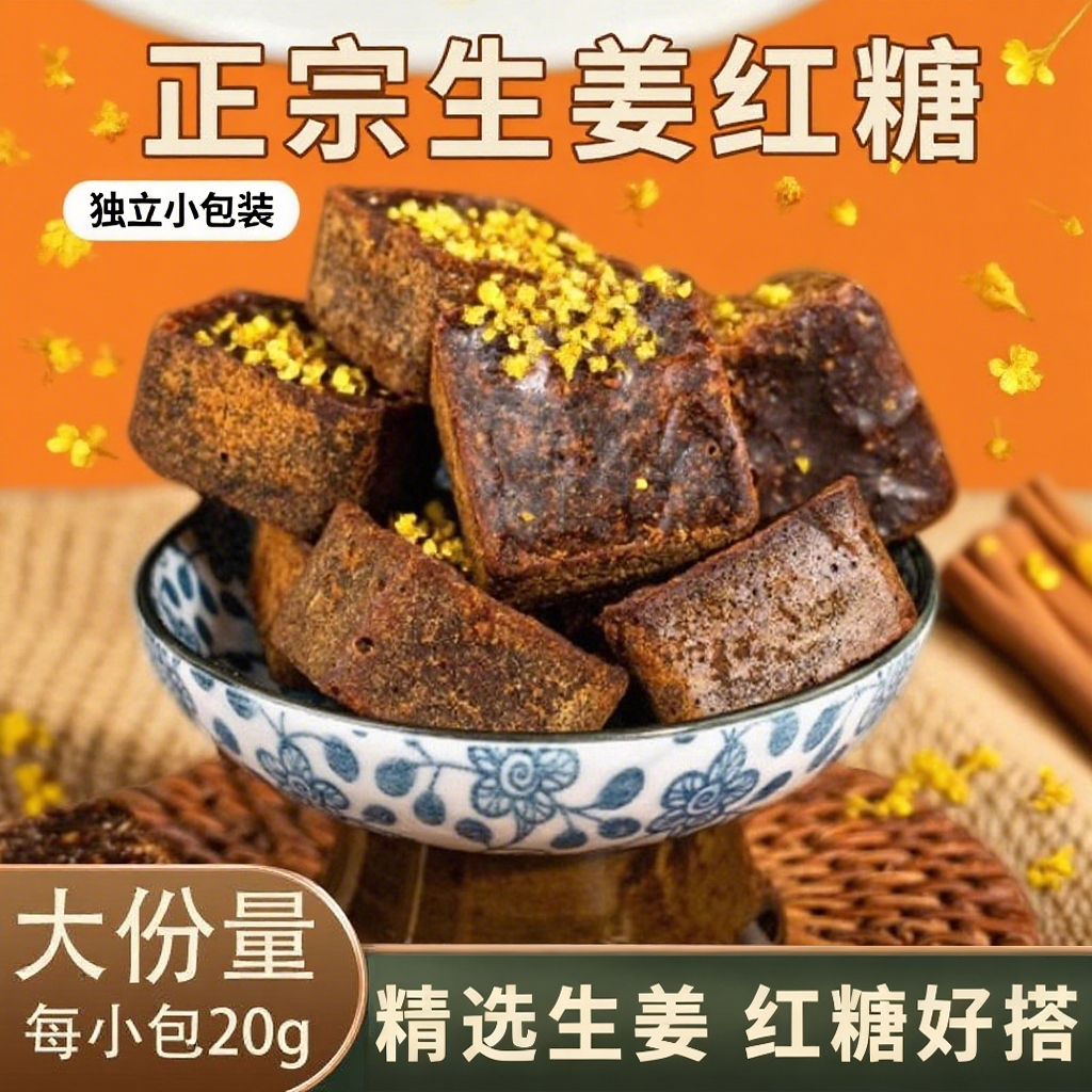 广西姜糖老姜红糖姜母红糖姨妈月子黑糖姜茶生姜红糖黑糖独立包装