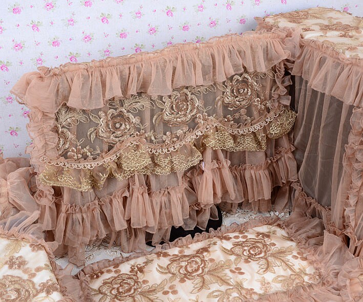 包邮 博文布艺金玫瑰高档欧式蕾丝布艺液晶电脑罩电脑防尘