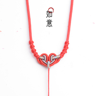 手工编织项链绳男女款金镶玉坠吊坠绳翡翠和田琥珀挂脖调节挂件绳