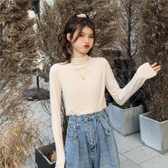 High collar solid color bottoming shirt with real price in winter