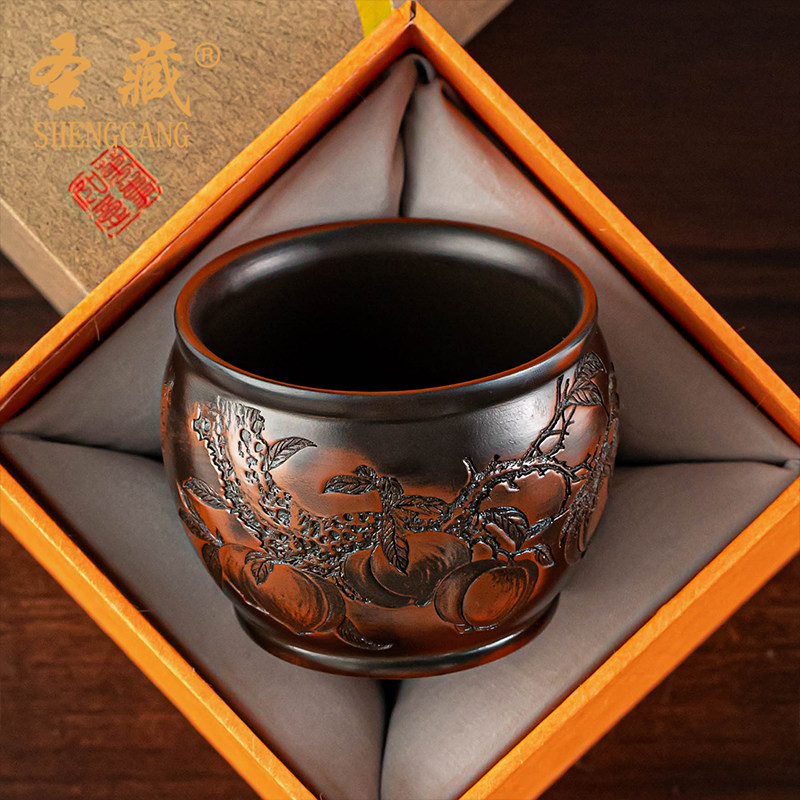紫陶茶杯主人杯高端功夫茶具品茗杯个人专用喝茶杯茶盏男士紫砂杯