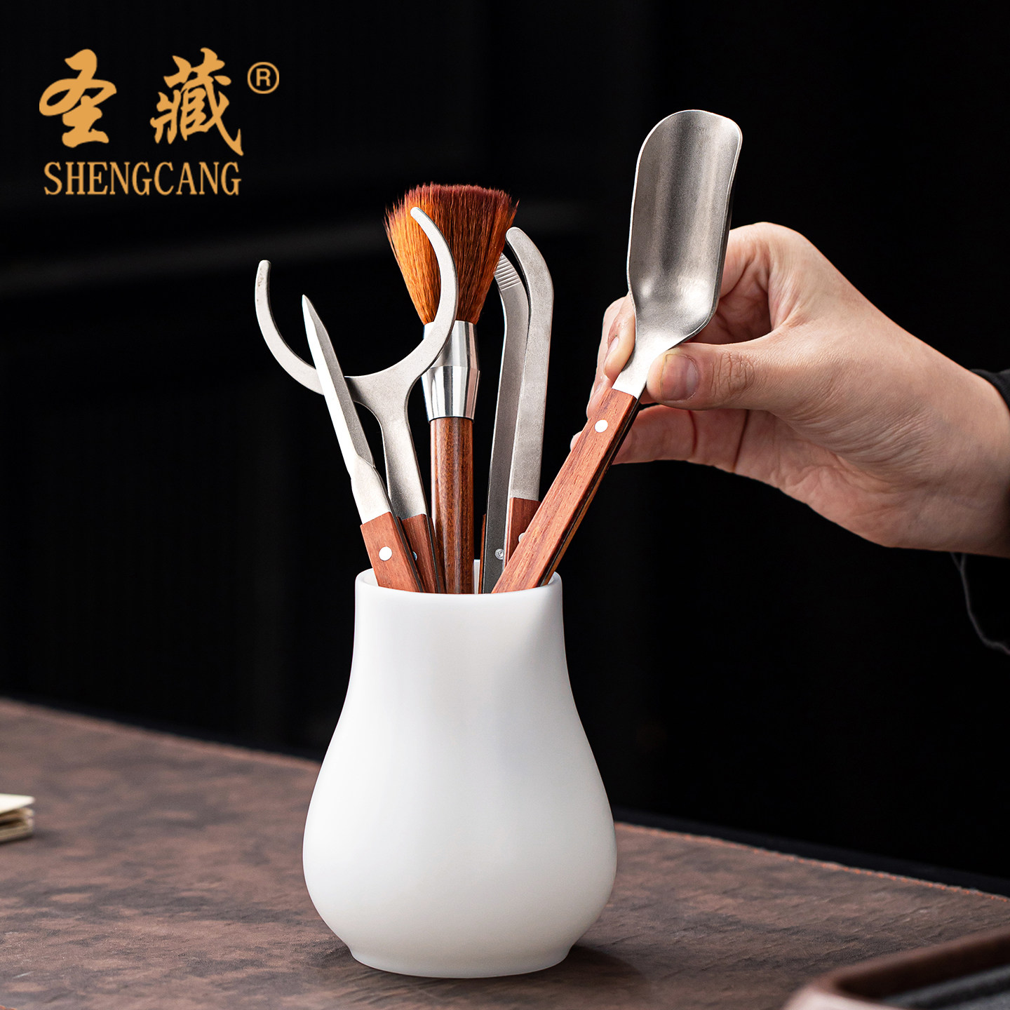 素烧璞玉茶道六君子德化白瓷茶道零配办公室泡茶专用工具茶勺茶刀