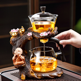 轻奢高档家用磁吸懒人泡茶神器泡茶壶2024新款 玻璃全自动茶具套装