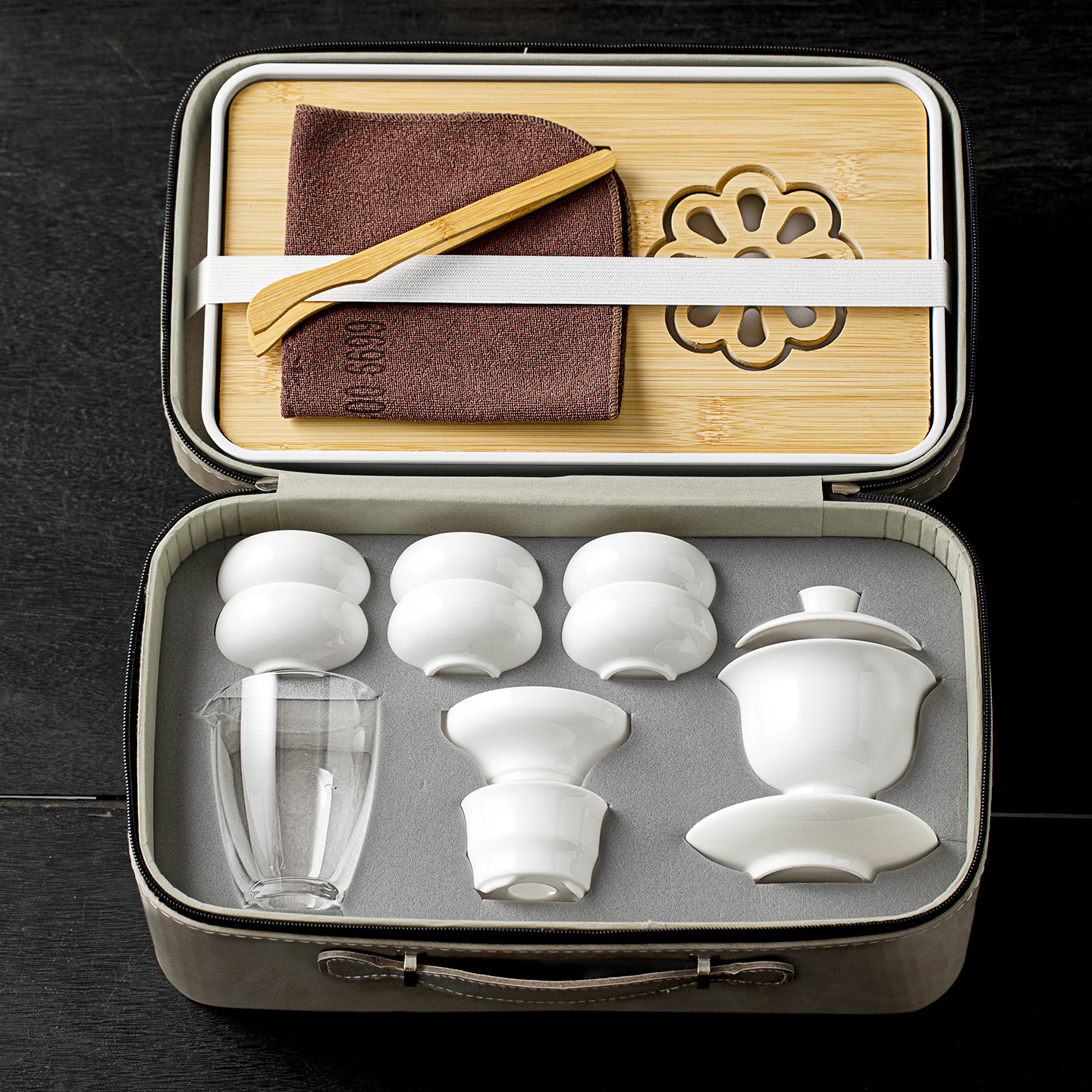 德化羊脂玉瓷功夫茶具旅行可携式小套装外出车载盖碗喝茶杯可定制