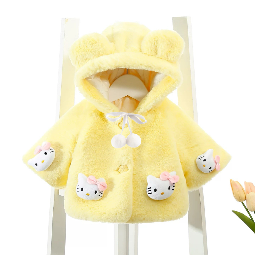 婴儿斗篷披风外出防风2025新款加厚女童毛毛外套秋冬装小女孩披肩