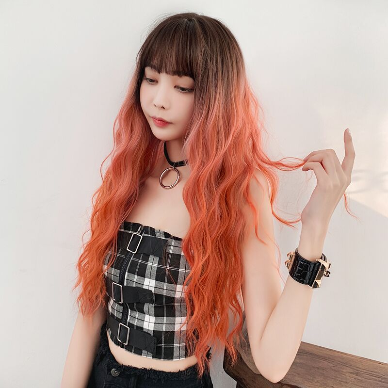 七街皇后lolita原宿假发女长发自然全头圆脸网红逼真泡面头中长发